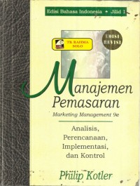 Manajemen Pemasaran jilid 1